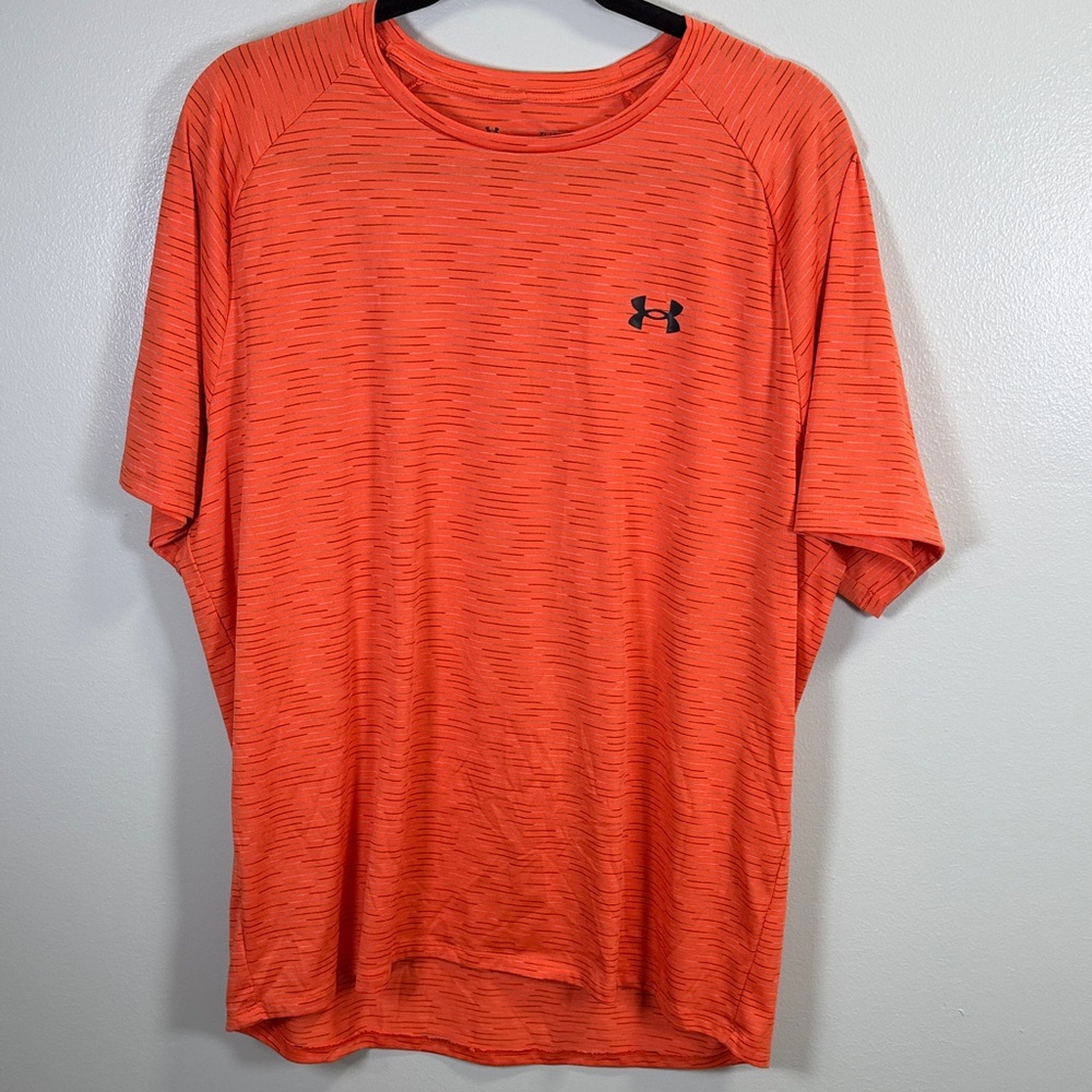 Under‎ Armour Tech Tee Mens XL Orange Space Dye Short Sleeve Athletic Shirt